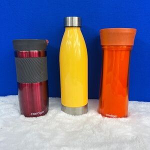 |•CONTIGO•| Bundle Two Contigo Travel Mugs + A Yellow Water Bottle